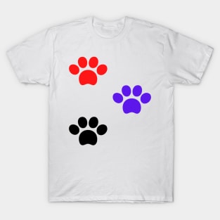 blue red black dog paws design T-Shirt